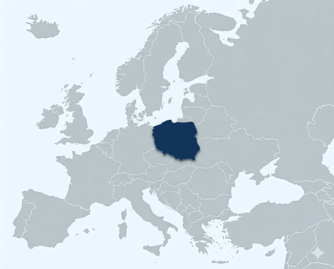 Europakarte mit hervorgehobenem Polen