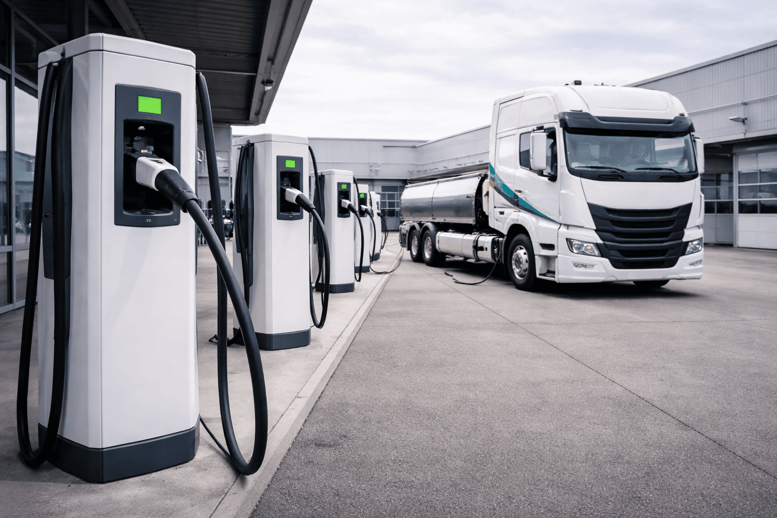 Ladeinfrastruktur und Bio-LNG-Zapfsäule