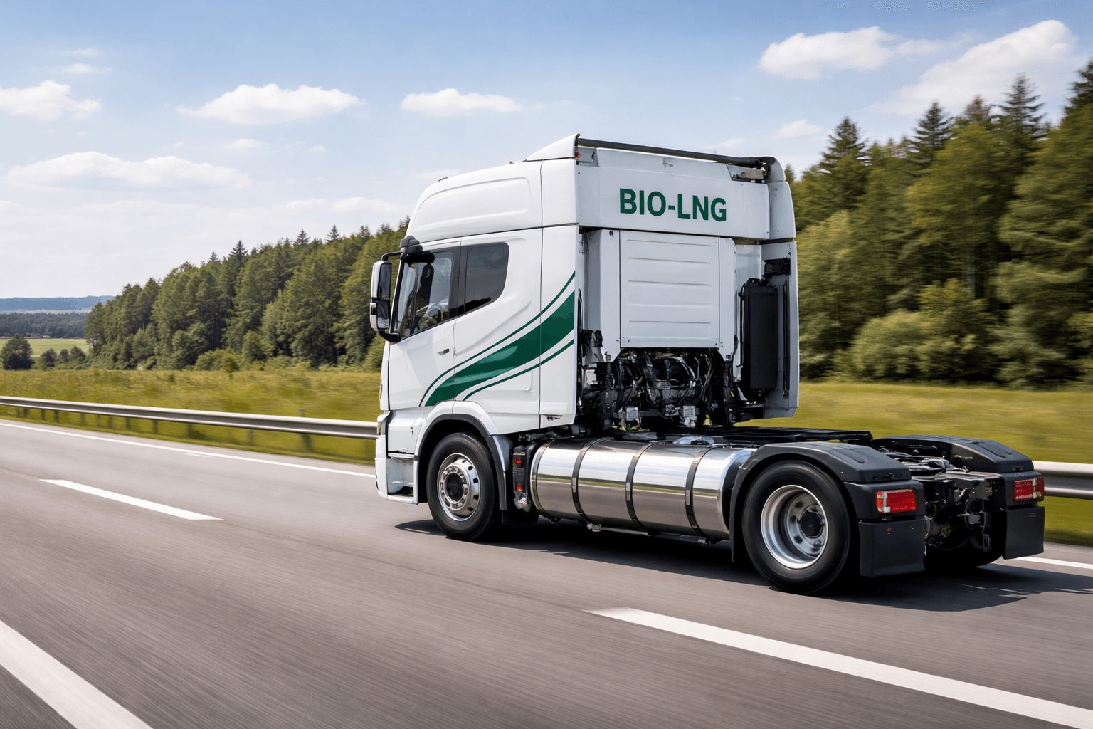 Bio-LNG-Truck auf der Autobahn